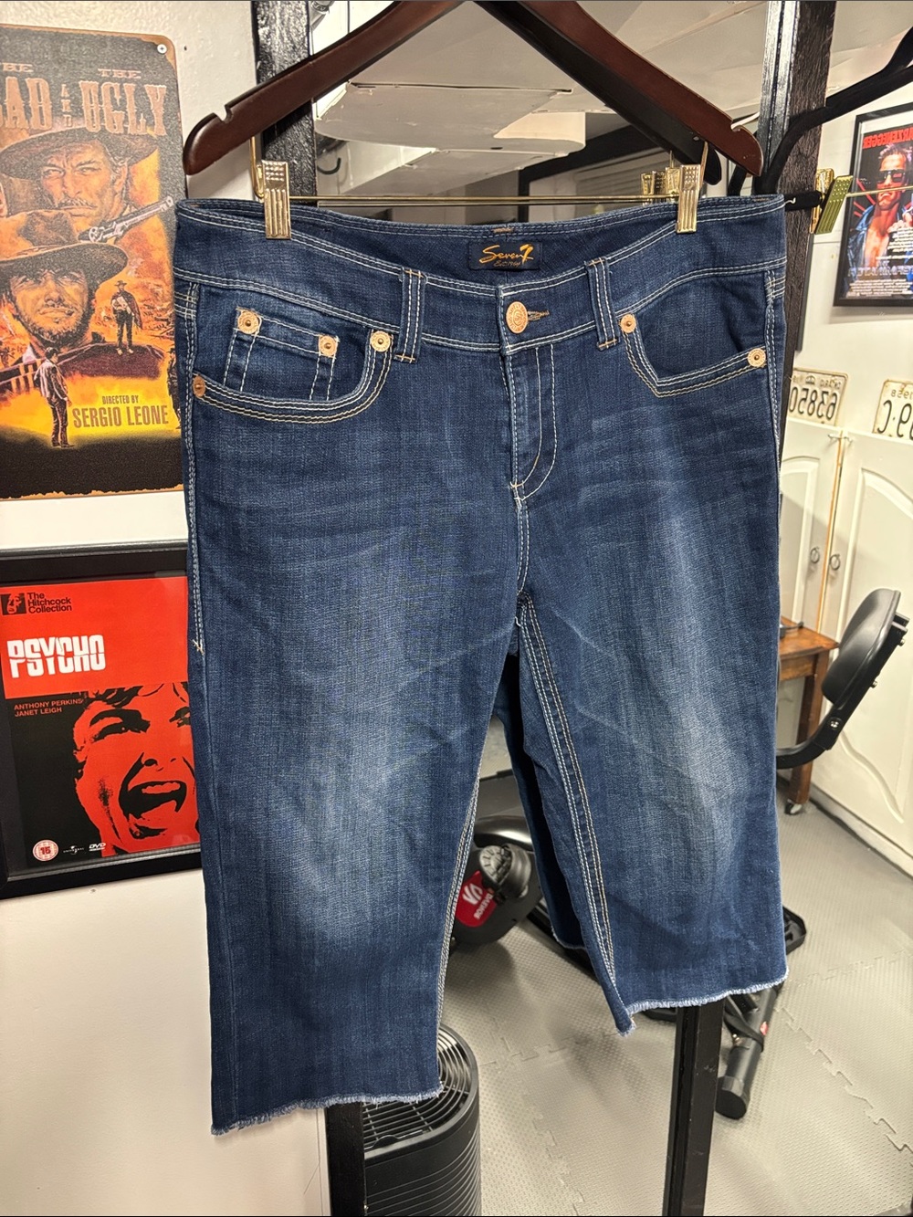 Seven7 Dark Blue Cropped Denim Capris